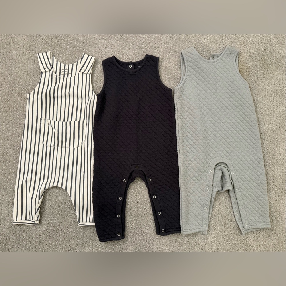Stylish Kids One Piece Bodysuit Set - Black, Gray, and Striped